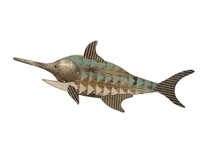 Swordfish Wall Plaque Wall Decor Coastal Fish Home Decor Wall Art Wood & Metal - Picture 1 of 2