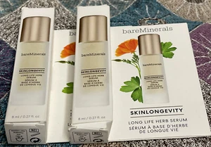 2 x bareMinerals SKINLONGEVITY Long Life Herb Serum 8ml/0.27oz each mini - Picture 1 of 4