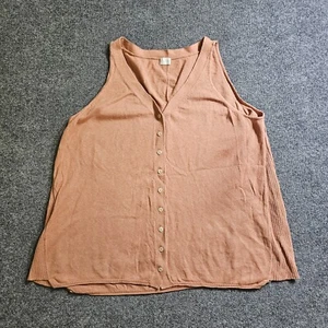 Poetry Top Damen Größe 12 Beige Leinenmischung Ärmellos Knopf Strick Freizeit Karriere - Bild 1 von 8