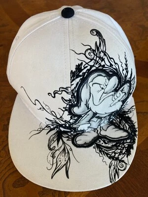RARO Disney Grumpy Sombrero Gorra Bordado Negro/Blanco Blancanieves Enano S/7/22" Foto 1 de 4