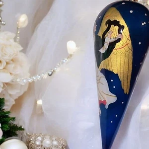 Handbemalter Glas Engel mit Leier Weihnachtsschmuck mit schützender roter Box (BW3) - Bild 1 von 9