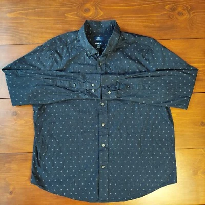 Camisa George Classic Fit Azul Marino Blanco Mancha Manga Larga Con Botones XL 46-48 Foto 1 de 4