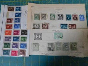 ROMANIA POSTAGE DUE & POSTAL TAX STAMPS USED & UNUSED HINGED ON PAPER - Picture 1 of 1
