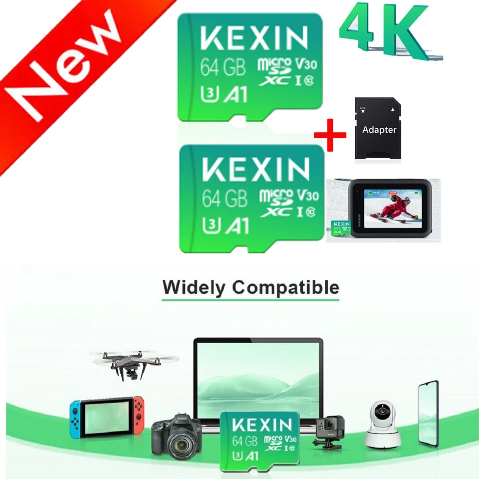 KEXIN LOT 64GB 128GB Micro SD Card Class 10 SDXC 4K Memory Card TF Cards With Adapter