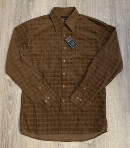 Bruno Men’s VTG Button-Up Brown Plaid Shirt Long Sleeve Size Small NWT - Picture 1 of 6