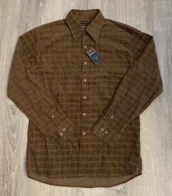 Bruno Men’s VTG Button-Up Brown Plaid Shirt Long Sleeve Size Small NWT - Image 1 of 4