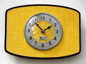 NEW 23cm Mid Century Style Yellow Wall Clock - Retro Vintage French Formica Gift - Picture 1 of 3