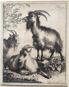 Francesco Londinio (1723-1783) Drei Ziegen Orig. Radierung 1758 - Picture 1 of 4