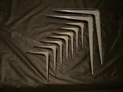 LOTE de 9 piezas de soporte de esquina de estante de pared de metal utilitario de 10x12” y 4,5x5,5” gris Foto 1 de 4