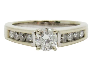 Ladies 14K White Gold 1 CTTW Diamond Solitaire Engagement Estate Ring J189103 - Picture 1 of 6