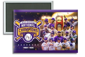 2025 NCAA Men's Baseball National Champions LSU Tigers 2" x 3" Magnet - Picture 1 of 4