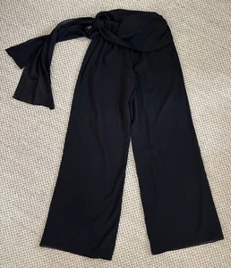 ST JOHN Evening Wide Leg Flowy Silk Chiffon Pants Lined Side Zip Shash Tie Sz 8 - Picture 1 of 9