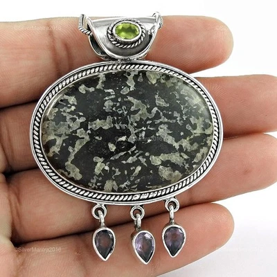 Oval Penthrosite 925 Silber Tochter Verlobung Geburtstag Blende Anhänger Schmuck - Bild 1 von 4