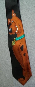 Corbata Big Scooby-Doo 2003 Cartoon Network fondo negro hecha a mano seda 58" X 4" - Imagen 1 de 4