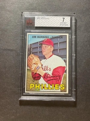 1967 Topps Jim Bunning 560 High Number BVG 7 M4 - Image 1 of 2