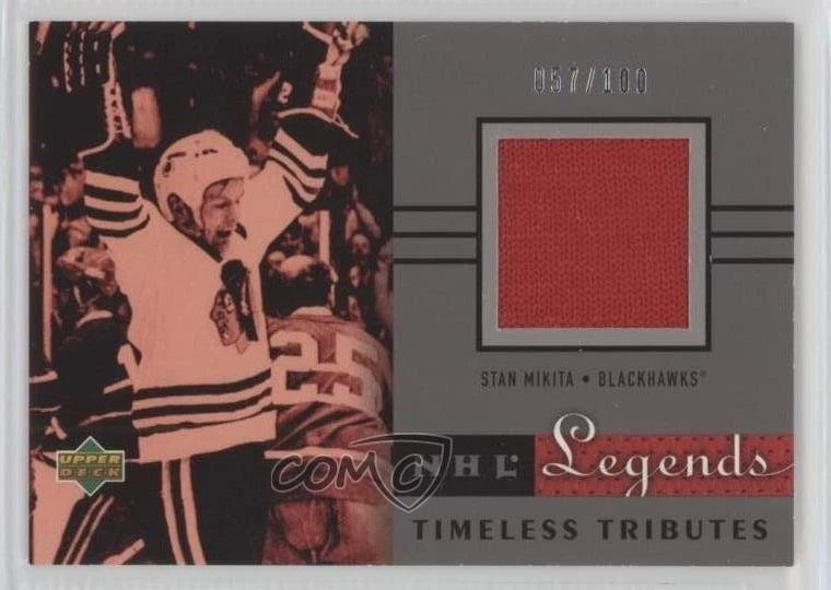 2001 Upper Deck Legends Timeless Tributes Jerseys Platinum /100 Stan Mikita HOF - Image 1 of 2