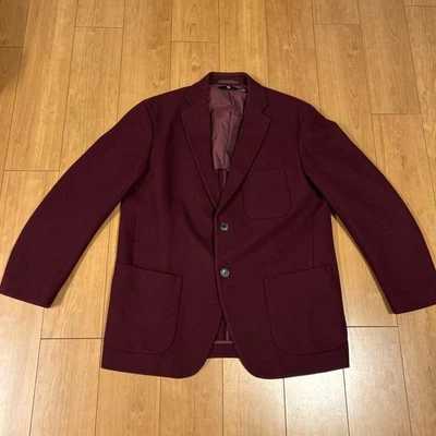 UNIQLO +J Jil Sander Wool Cashmere Blend Oversized Blazer Wine Red L Used JAPAN - Image 1 of 4