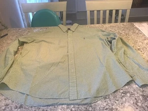 Ralph Lauren Button Down Shirt Mens X-Large Green Gingham Plaid Purple Pony - Picture 1 of 7