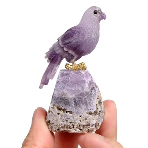 Figura de cristal de pájaro loro amatista decoración del hogar piedras preciosas talladas animales tallados tallados... - Imagen 1 de 8