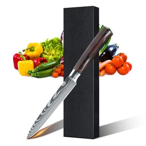 5” Slicing Knife Japanese Damascus Steel Kitchen Knife Meat Cleaver Chef's Knife - Foto 1 di 19