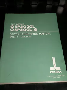 Okuma 3289-E-R3 Special Functions No. 1 July 1992 11th Edition OSP 5020L/ 500L-G - Picture 1 of 10