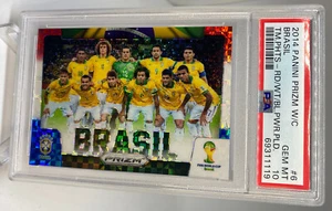 2014 PRIZM WORLD CUP RED WHITE BLUE POWER PLAID BRASIL POP 2 PSA 10 NEYMAR JR RC - Picture 1 of 5