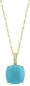 NEW! EFFY TURQUOISE, DIAMOND & 14K GOLD PENDANT NECKLACE /MSRP $1,500 - Picture 1 of 4