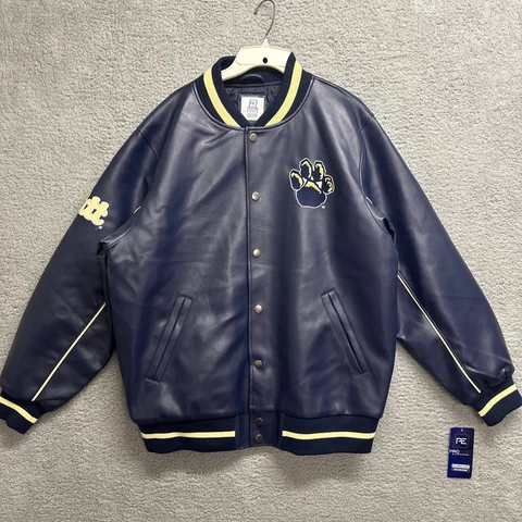 Pitt University Panthers Jacket Letterman Faux Leather Mens Pittsburgh Large Cover