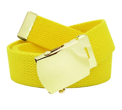 Build A Cinturón Hombre Clásico Deslizante Dorado 1.25" Hebilla Ancha con Cinturón de Tela de Lona Foto 1 de 4