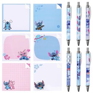 12PCS Cartoon School Supplies Anime Gel Pens with Sticky Notes 3x3in 50 Sheet...