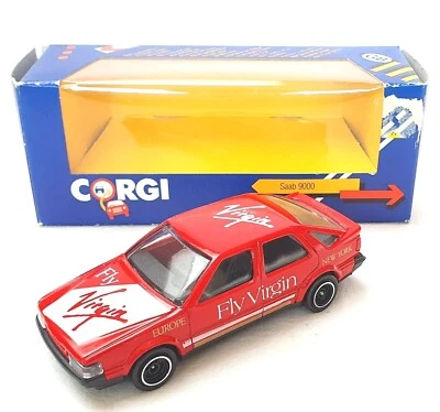 Corgi Toys England 1:43 SAAB 9000 "FLY VIRGIN" #Red Rally Model Car #C106 MIB`84 - Image 1 of 4