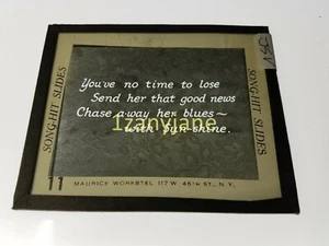 Glass Magic Lantern Slide SONG HIT SLIDE JSV NY YOU'VE NO TIME TO LOSE SEND HER - Picture 1 of 1