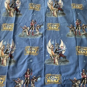 Star Wars Clone Wars Flat Sheet Twin Featuring Jedi & Clones Design Blue Cotton - Picture 1 of 9