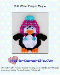 Patrón o kit de lona imán-plástico de pingüino de invierno - Imagen 1 de 1