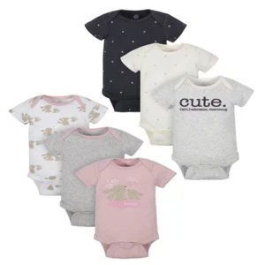 Baby Girls Short Sleeve Bodysuits, 6-Pack (Newborn- 24M) - Picture 1 of 10