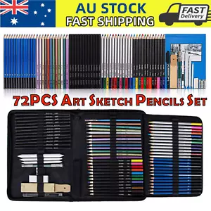 Professional 72pcs Drawing Artist Pencils Kit Set and Sketch Charcoal Art Tools - Picture 1 of 12