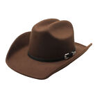 Men's Women's Classic Western Cowboy Cowgirl Belt Fedora Hat Outdoor Wide Brim