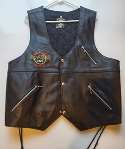 Vintage Hard Rock Cafe Mexico Save The Planet Leather Jacket / Vest RARE - Picture 1 of 16