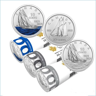 2021 Canada 10 cent Bluenose dimes - three different - from mint rolls - Image 1 of 4