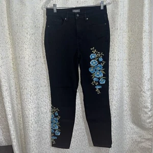 Martha Stewart schwarze Jeans mit blauer Blumenstickerei, Größe 6 - Bild 1 von 2