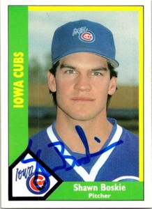 Shawn Boskie autographed baseball card (Iowa Cubs) 1990 CMC Rookie #76