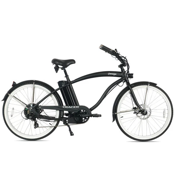 Bicicleta eléctrica Omega 26" pared blanca 7 velocidades 48V 500 vatios F&R frenos de disco para hombre Foto 1 de 4