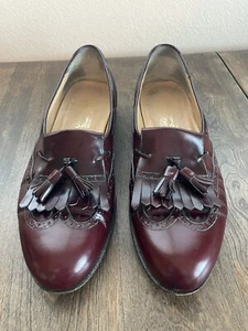 Salvatore Ferragamo Lucas Halbschuhe Burgund Herren 11.5D Leder Kiltie Quaste - Bild 1 von 19