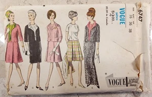 VOGUE 6747 Traje Vintage Años 60 Overblouse Maxi Midi + Chaqueta Talla 16 SIN CORTES Patrón - Imagen 1 de 9