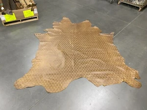 Chevron Embossed Beige Leather Hide Upholstery Whole Full Cow Hide Italian 50 ft - Picture 1 of 1