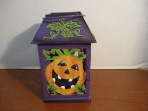 LANTERNA JACK O LANTERN in metallo viola candela tealight LANTERNA ~ nuova - Foto 1 di 3