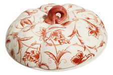 Large Ceramic Covered Oven Baking Dish Pumpkin Pie Keeper Server With Lid 13"