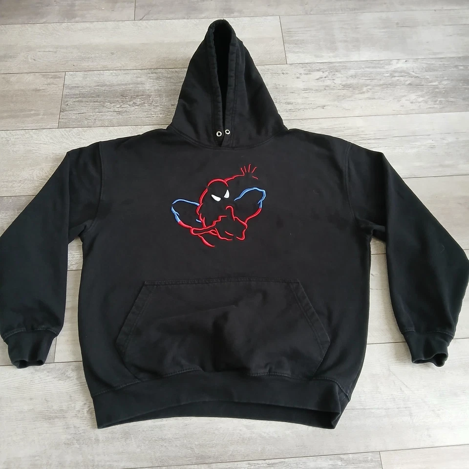 Spider-Man Universal Studios Marvel Hoodie Black Graphic Print Medium *Stained - Image 1 of 4