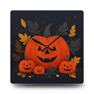 Reloj de Pared Calabaza Halloween Acrílico Redondo o Cuadrado Decoración Alta Gama Duradero - Imagen 1 de 9