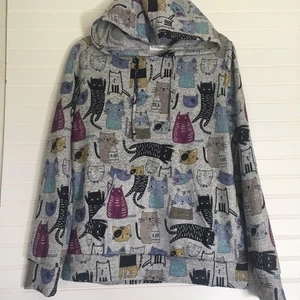 L.A Soul Novelty Cat Print Hoodie Sweatshirt Women’s Cat Lady Heather Gray Small - Picture 1 of 12